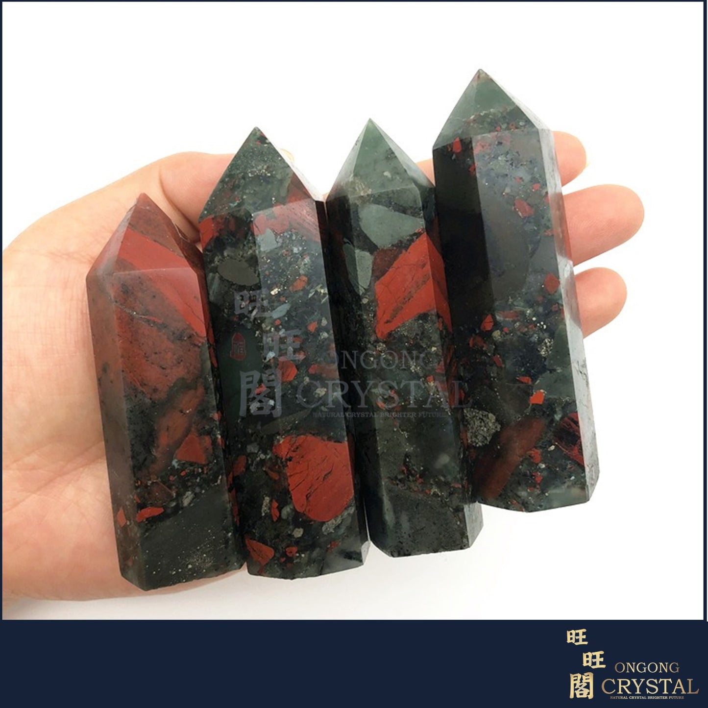 天然血石水晶柱 Natural Crystal Bloodstone Crystal Point