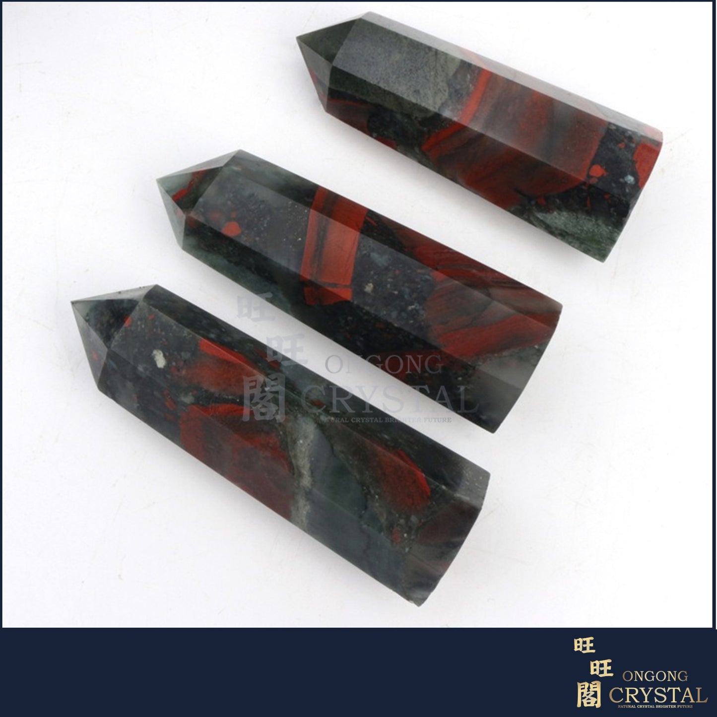 天然血石水晶柱 Natural Crystal Bloodstone Crystal Point